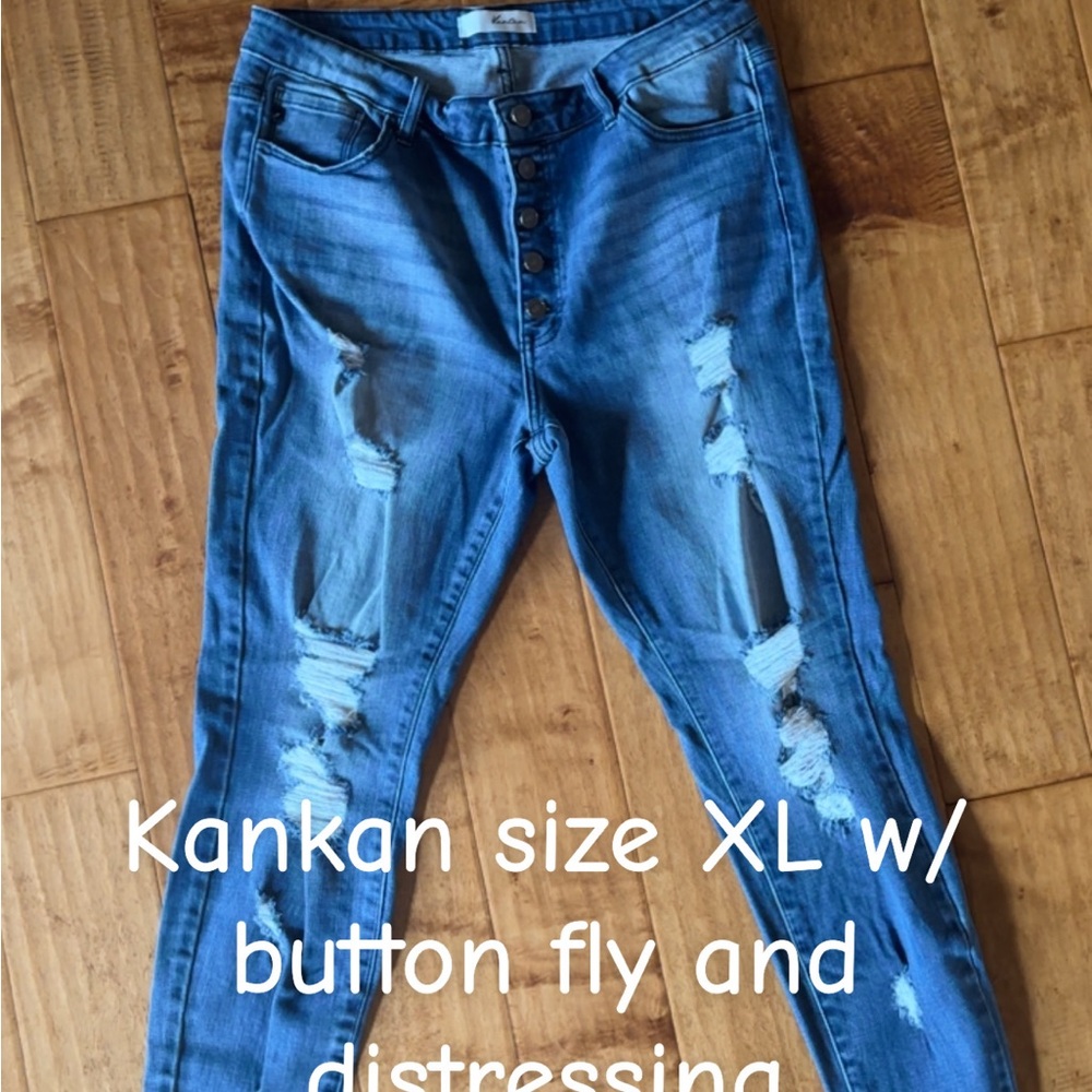 KanCan Blue Skinny Distressed Jeans